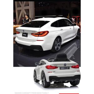 Акумулаторна кола BMW 6 GT с отварящи се врати 12V меки гуми Бяла