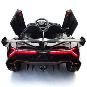 Акумулаторна кола Lamborghini Veneno 12V с отварящи се врати меки гуми 4x4 Черна