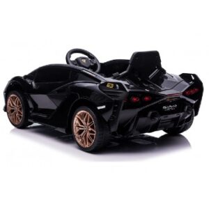 Акумулаторна кола Lamborghini SIAN 4X4 12V с меки гуми, кожена седалка и дистанционно управление - Черна
