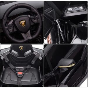 Акумулаторна кола Lamborghini SIAN 4X4 12V с меки гуми, кожена седалка и дистанционно управление - Черна