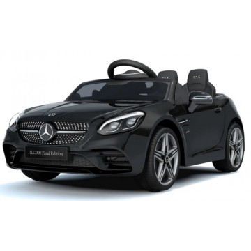 Акумулаторна кола Mercedes SLC300 с меки гуми и кожена седалка 12V Черна