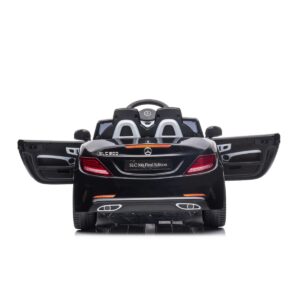 98903_12 Акумулаторна кола Mercedes SLC300 с меки гуми и кожена седалка 12V Черна
