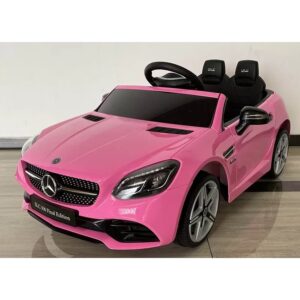 98903_15 Акумулаторна кола Mercedes SLC300 с меки гуми и кожена седалка 12V Розова