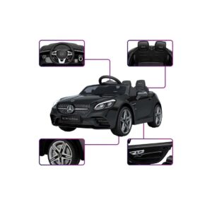 98903_40 Акумулаторна кола Mercedes SLC300 с меки гуми и кожена седалка 12V Черна