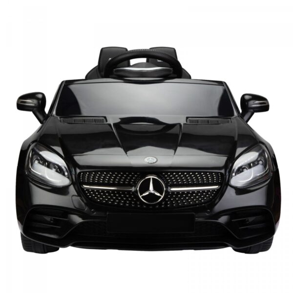 Акумулаторна кола Mercedes SLC300 с меки гуми и кожена седалка 12V Черна