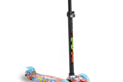 Тротинетка с три колела многоцветна със син акцент