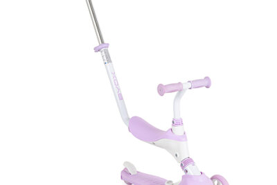 Детска тротинетка с родителски контрол и седалка - лилава