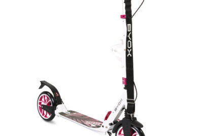 Тротинетка сгъваема с дискова спирачка и амортисьор, цвят розов.