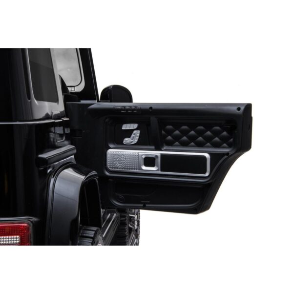 Акумулаторен джип Mercedes G63 с отварящи се врати, меки гуми и кожена седалка 4x4