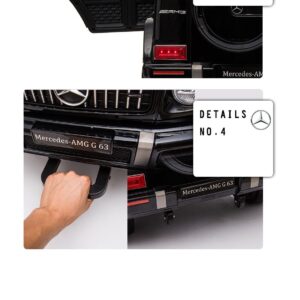 Акумулаторен джип Mercedes G63 с отварящи се врати, меки гуми и кожена седалка 4x4