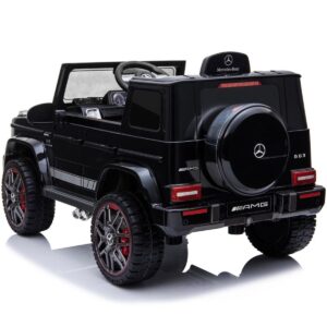 Акумулаторен джип Mercedes G63 с отварящи се врати, меки гуми и кожена седалка 4x4