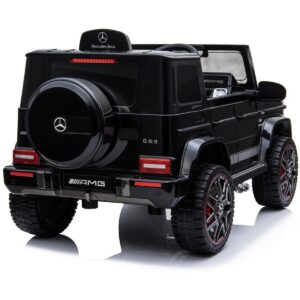 Акумулаторен джип Mercedes G63 с отварящи се врати, меки гуми и кожена седалка 4x4