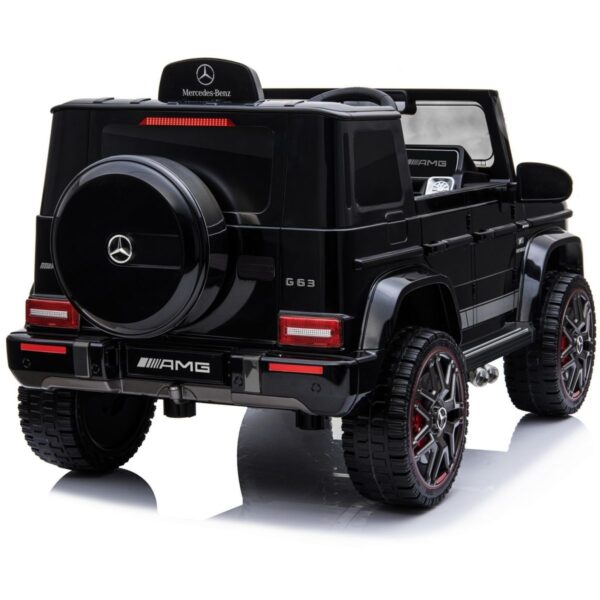 Акумулаторен джип Mercedes G63 с отварящи се врати, меки гуми и кожена седалка 4x4
