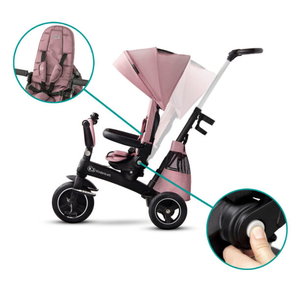 trikolka-kinderkraft-easytwist-rozova (9) Триколка KinderKraft EASYTWIST, Розова