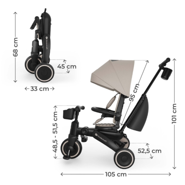 сгъваема-триколка-kinderkraft-jazz-3-beige (7) Сгъваема триколка Kinderkraft Jazz 3, Beige